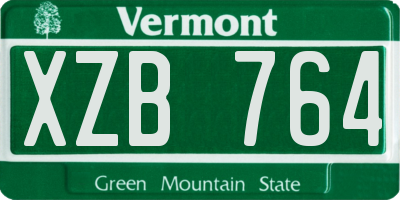 VT license plate XZB764