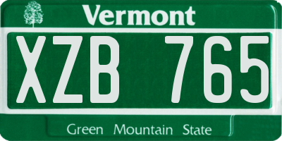 VT license plate XZB765