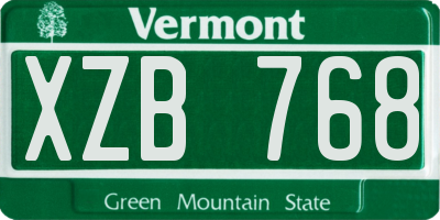 VT license plate XZB768
