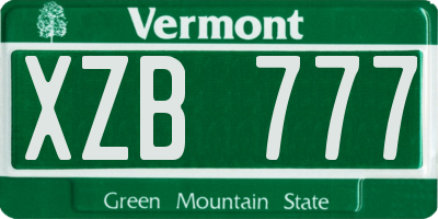 VT license plate XZB777