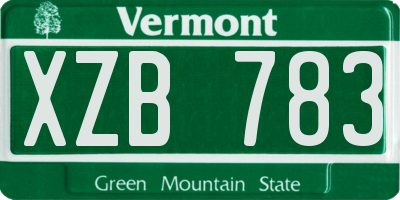 VT license plate XZB783