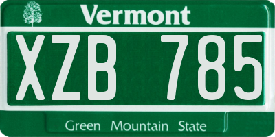 VT license plate XZB785