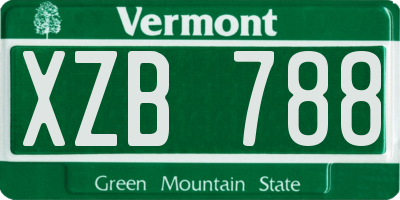 VT license plate XZB788