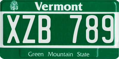 VT license plate XZB789