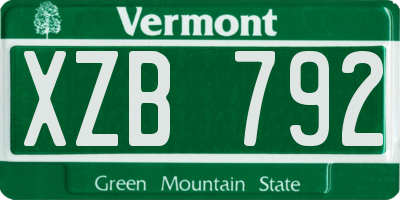 VT license plate XZB792