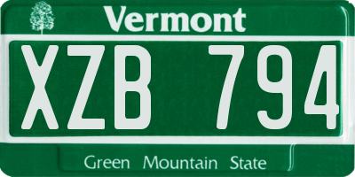 VT license plate XZB794