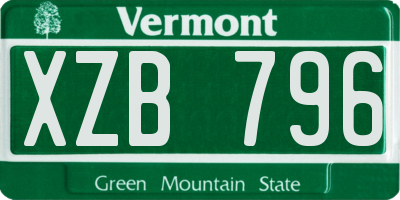 VT license plate XZB796