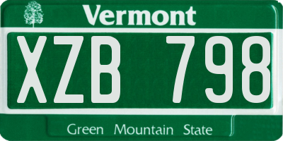 VT license plate XZB798
