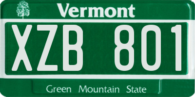 VT license plate XZB801