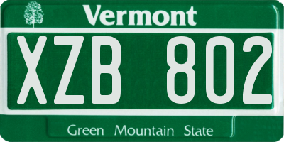 VT license plate XZB802