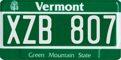 VT license plate XZB807