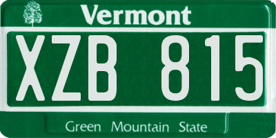 VT license plate XZB815