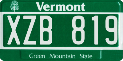 VT license plate XZB819
