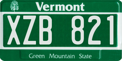 VT license plate XZB821