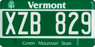 VT license plate XZB829