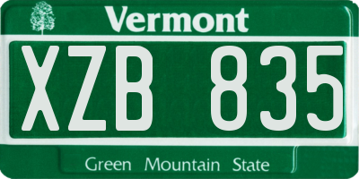 VT license plate XZB835