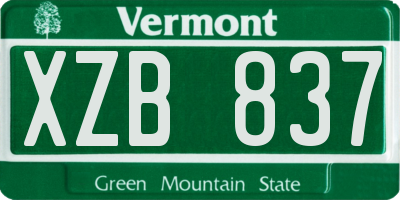 VT license plate XZB837