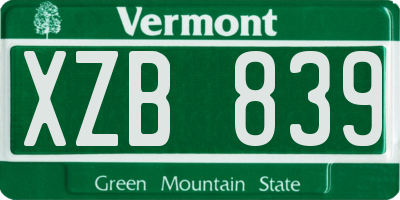 VT license plate XZB839