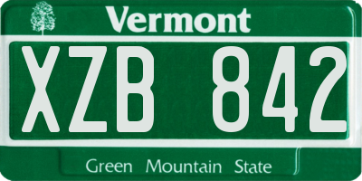 VT license plate XZB842