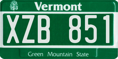 VT license plate XZB851