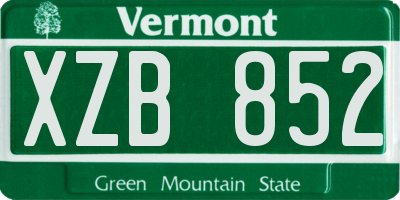 VT license plate XZB852
