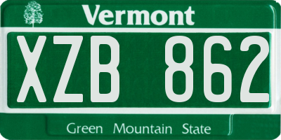 VT license plate XZB862