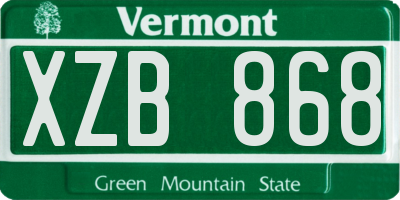 VT license plate XZB868