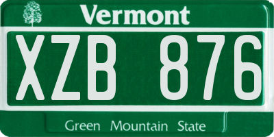 VT license plate XZB876