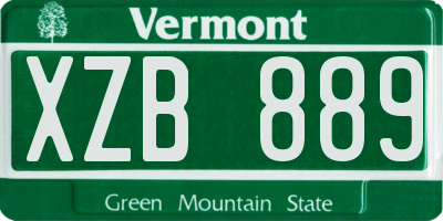 VT license plate XZB889