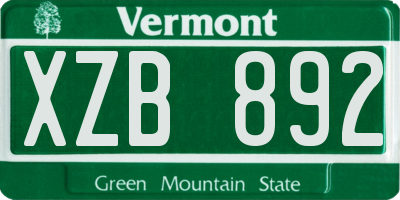 VT license plate XZB892