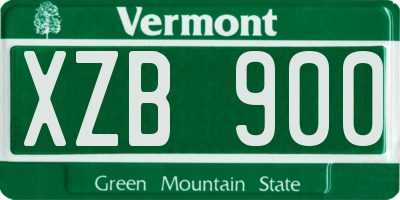 VT license plate XZB900