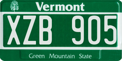 VT license plate XZB905