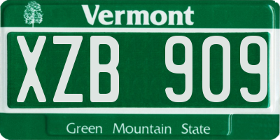 VT license plate XZB909