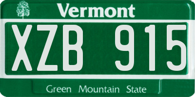 VT license plate XZB915