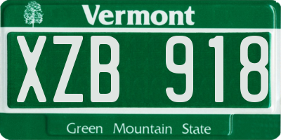 VT license plate XZB918