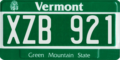 VT license plate XZB921