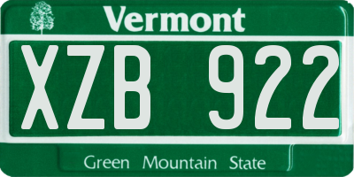 VT license plate XZB922