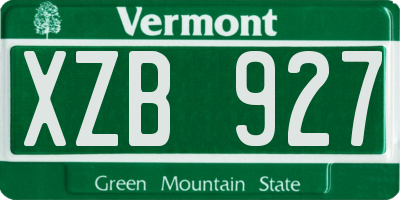 VT license plate XZB927