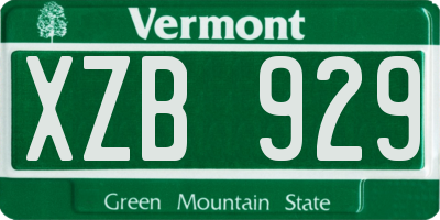 VT license plate XZB929