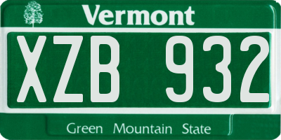 VT license plate XZB932
