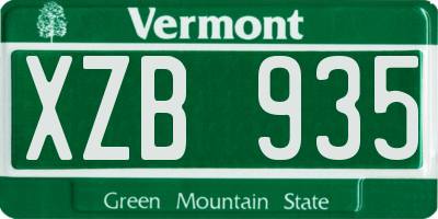 VT license plate XZB935