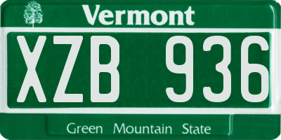 VT license plate XZB936