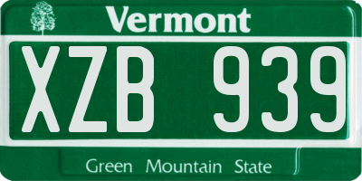 VT license plate XZB939