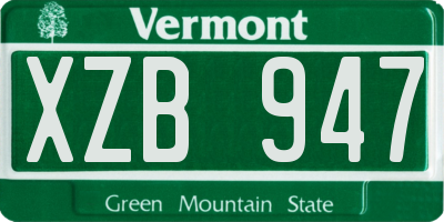 VT license plate XZB947