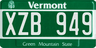 VT license plate XZB949