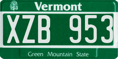 VT license plate XZB953
