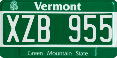 VT license plate XZB955
