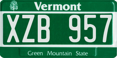 VT license plate XZB957