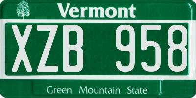 VT license plate XZB958