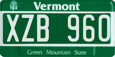 VT license plate XZB960